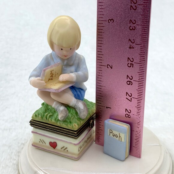 Disney Classic Pooh Christopher Robin Porcelain Hinged Trinket Box Vintage 90s - Picture 12 of 13